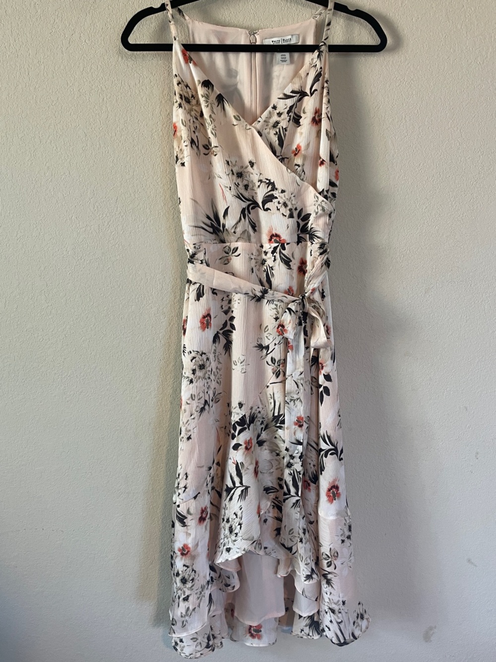 White House | Black Market Soft Blush Floral High-Low Dress
